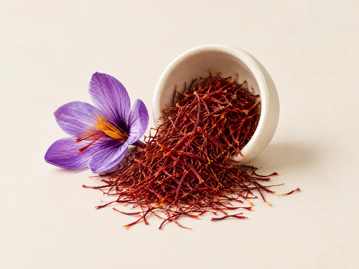 Saffron threads and a crocus flower
